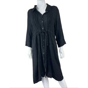GRIZAS Black 100%  Linen Dress Size M F0249
